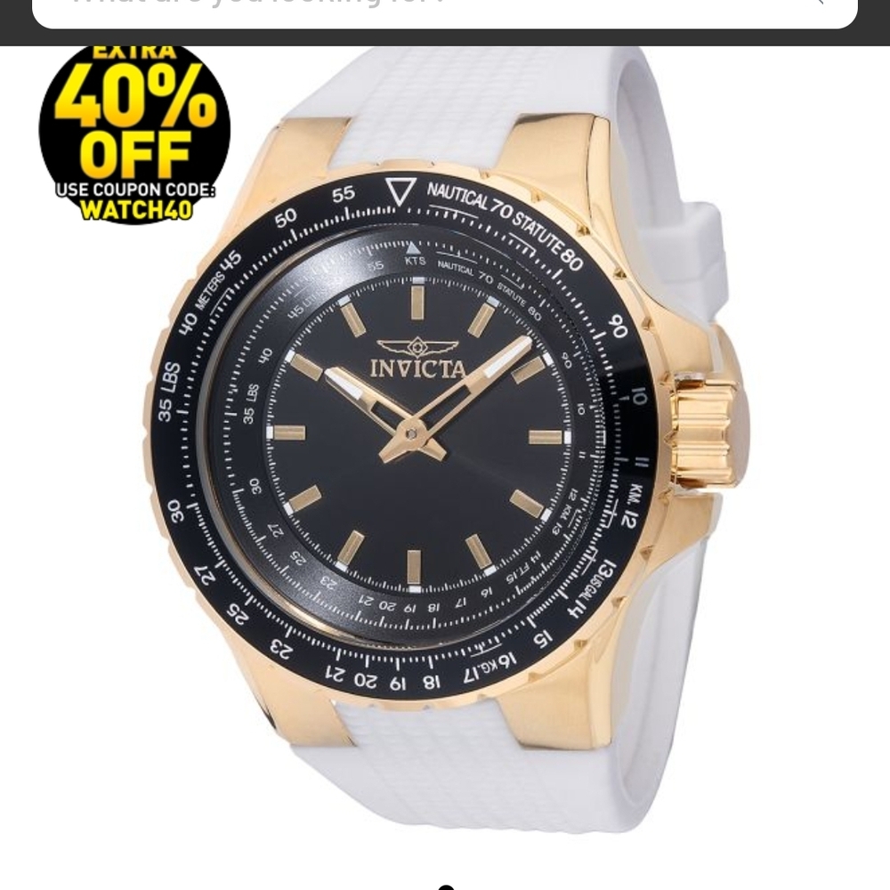 NWT Invicta Aviator Men's Watch - 50mm, White (49670)
